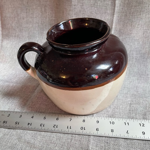 Vintage pottery bean pot crock natural tone ceramic farmhouse cottage co… - Picture 9 of 10